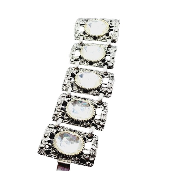 Vintage Faceted Glass Panel Bracelet (A1879) - Picture 1 of 5